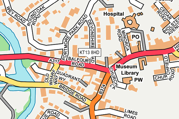 KT13 8HD map - OS OpenMap – Local (Ordnance Survey)