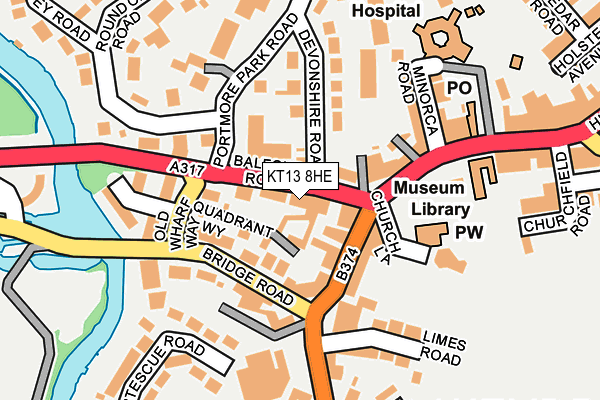 KT13 8HE map - OS OpenMap – Local (Ordnance Survey)