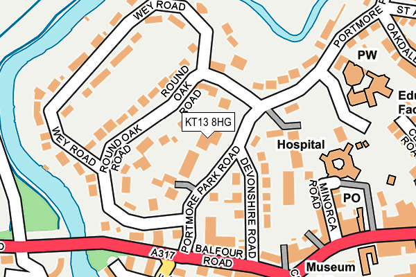 KT13 8HG map - OS OpenMap – Local (Ordnance Survey)