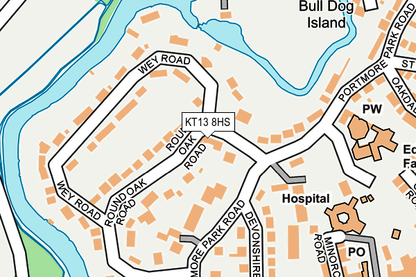 KT13 8HS map - OS OpenMap – Local (Ordnance Survey)