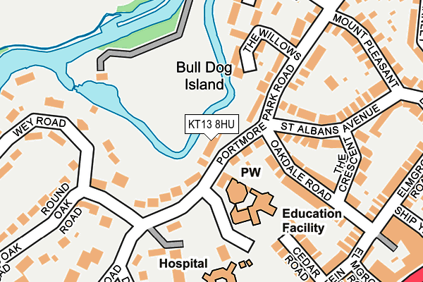 KT13 8HU map - OS OpenMap – Local (Ordnance Survey)
