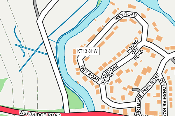KT13 8HW map - OS OpenMap – Local (Ordnance Survey)