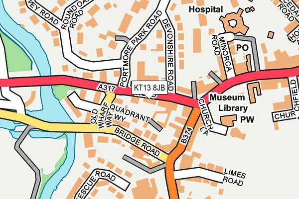 KT13 8JB map - OS OpenMap – Local (Ordnance Survey)