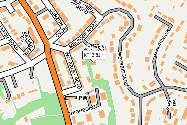 KT13 8JH map - OS OpenMap – Local (Ordnance Survey)