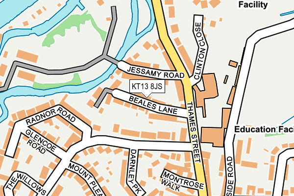 KT13 8JS map - OS OpenMap – Local (Ordnance Survey)