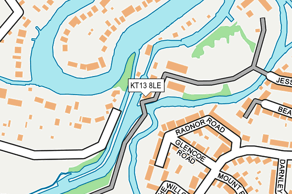 KT13 8LE map - OS OpenMap – Local (Ordnance Survey)