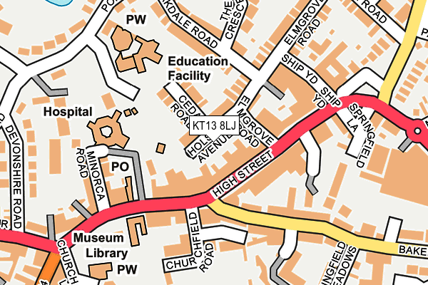 KT13 8LJ map - OS OpenMap – Local (Ordnance Survey)