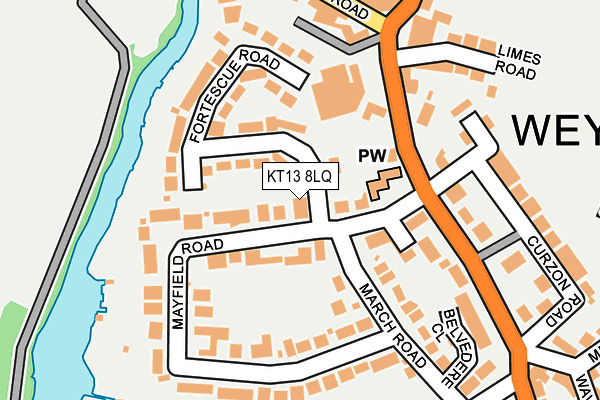 KT13 8LQ map - OS OpenMap – Local (Ordnance Survey)