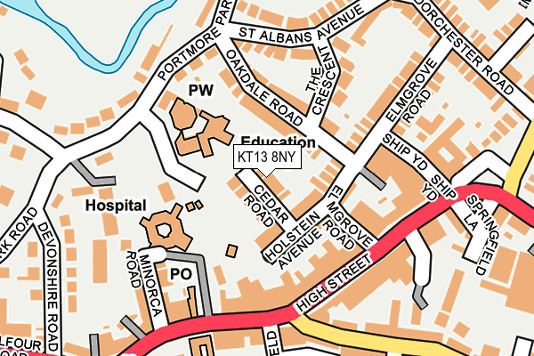 KT13 8NY map - OS OpenMap – Local (Ordnance Survey)