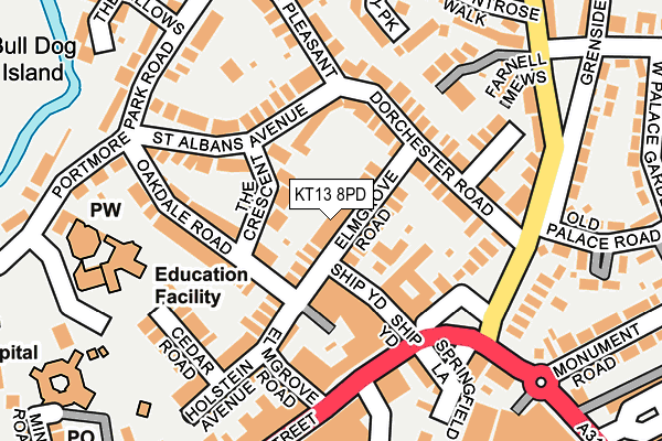 KT13 8PD map - OS OpenMap – Local (Ordnance Survey)