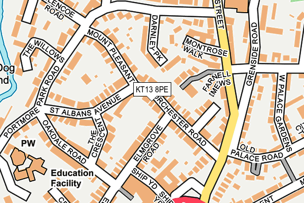 KT13 8PE map - OS OpenMap – Local (Ordnance Survey)