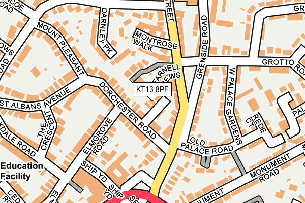 KT13 8PF map - OS OpenMap – Local (Ordnance Survey)