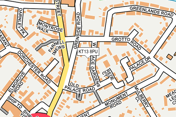 KT13 8PU map - OS OpenMap – Local (Ordnance Survey)