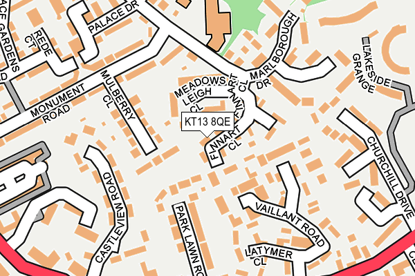KT13 8QE map - OS OpenMap – Local (Ordnance Survey)