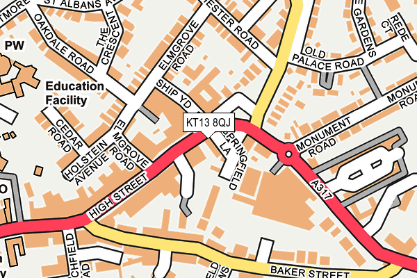 KT13 8QJ map - OS OpenMap – Local (Ordnance Survey)