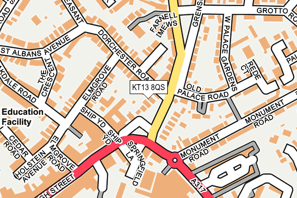 KT13 8QS map - OS OpenMap – Local (Ordnance Survey)