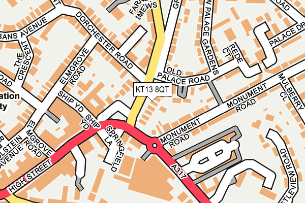 KT13 8QT map - OS OpenMap – Local (Ordnance Survey)