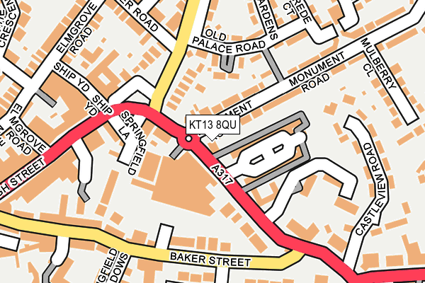 KT13 8QU map - OS OpenMap – Local (Ordnance Survey)