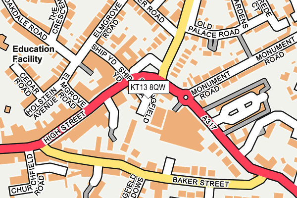 KT13 8QW map - OS OpenMap – Local (Ordnance Survey)