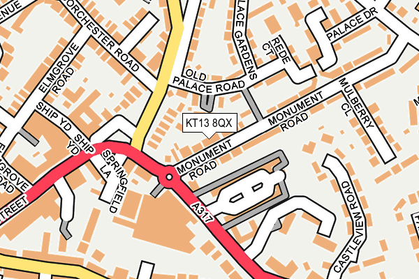 KT13 8QX map - OS OpenMap – Local (Ordnance Survey)