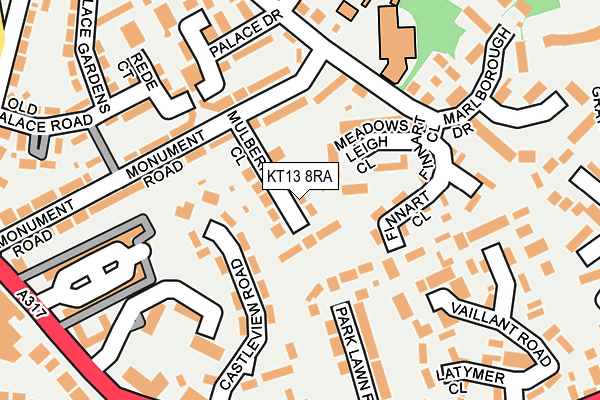 KT13 8RA map - OS OpenMap – Local (Ordnance Survey)