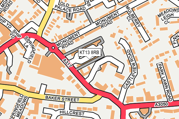 KT13 8RB map - OS OpenMap – Local (Ordnance Survey)