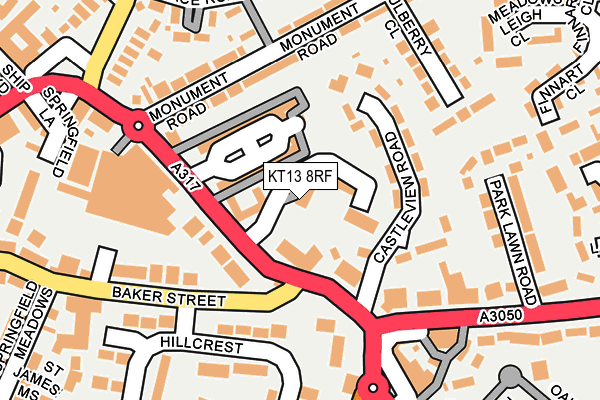 KT13 8RF map - OS OpenMap – Local (Ordnance Survey)