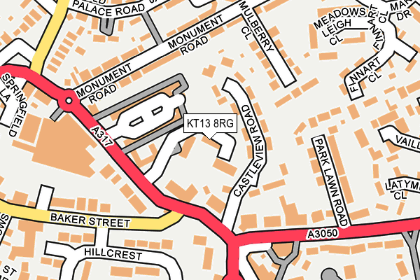 KT13 8RG map - OS OpenMap – Local (Ordnance Survey)