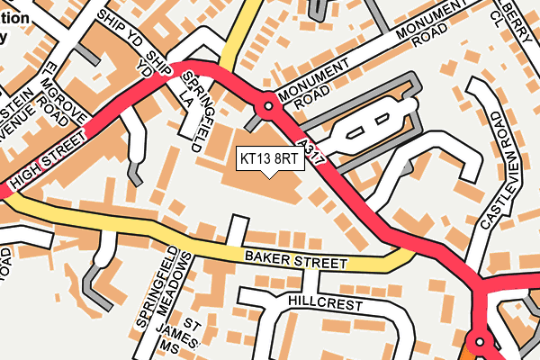 KT13 8RT map - OS OpenMap – Local (Ordnance Survey)