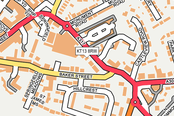 KT13 8RW map - OS OpenMap – Local (Ordnance Survey)