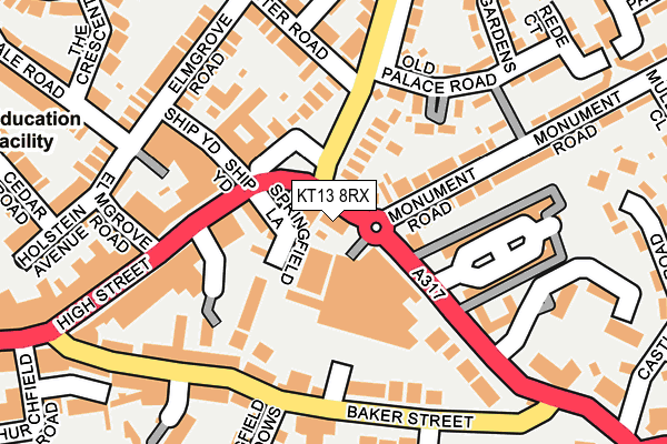KT13 8RX map - OS OpenMap – Local (Ordnance Survey)