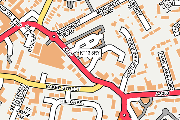 KT13 8RY map - OS OpenMap – Local (Ordnance Survey)
