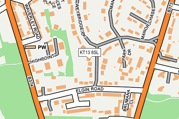 KT13 8SL map - OS OpenMap – Local (Ordnance Survey)