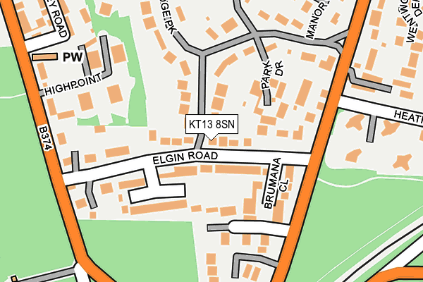KT13 8SN map - OS OpenMap – Local (Ordnance Survey)