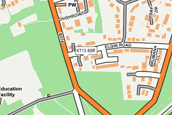 KT13 8SR map - OS OpenMap – Local (Ordnance Survey)