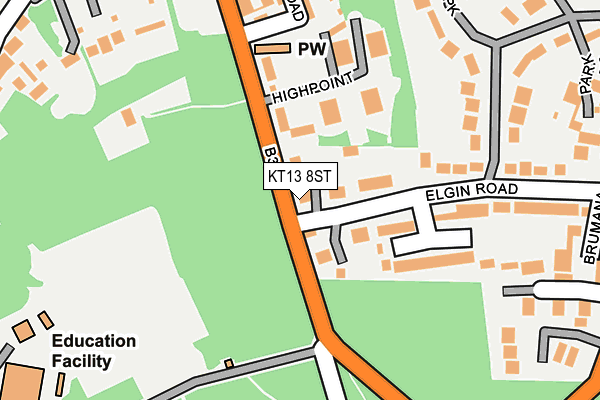 KT13 8ST map - OS OpenMap – Local (Ordnance Survey)