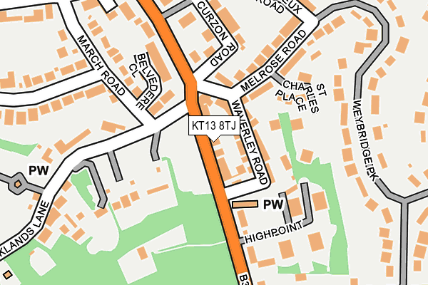 KT13 8TJ map - OS OpenMap – Local (Ordnance Survey)
