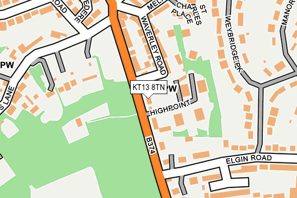 KT13 8TN map - OS OpenMap – Local (Ordnance Survey)