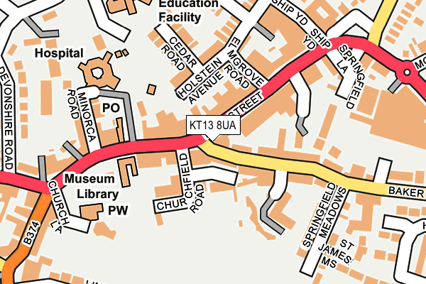 KT13 8UA map - OS OpenMap – Local (Ordnance Survey)