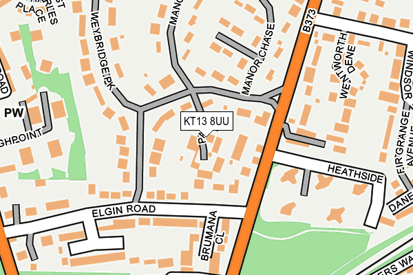 KT13 8UU map - OS OpenMap – Local (Ordnance Survey)