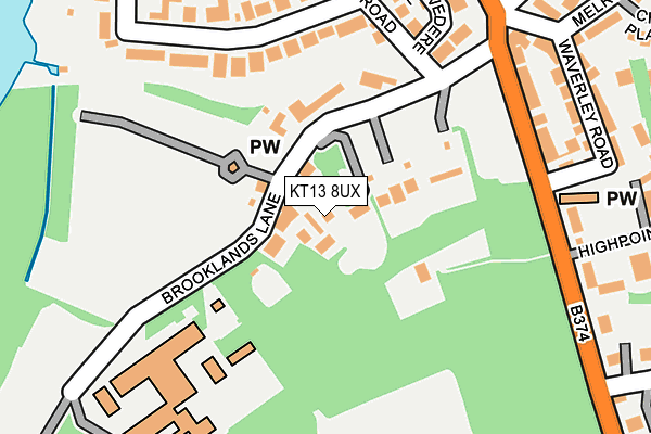 KT13 8UX map - OS OpenMap – Local (Ordnance Survey)
