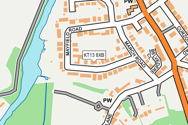 KT13 8XB map - OS OpenMap – Local (Ordnance Survey)