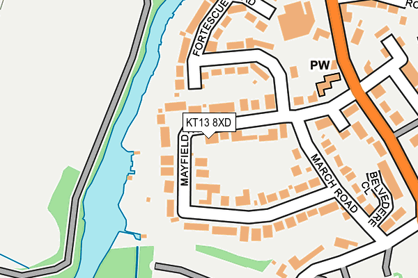KT13 8XD map - OS OpenMap – Local (Ordnance Survey)