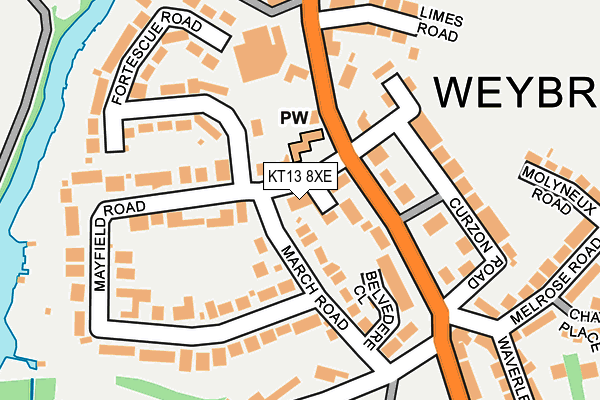 KT13 8XE map - OS OpenMap – Local (Ordnance Survey)