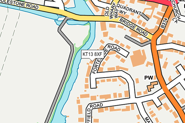 KT13 8XF map - OS OpenMap – Local (Ordnance Survey)