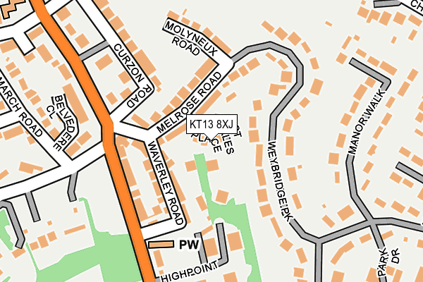 KT13 8XJ map - OS OpenMap – Local (Ordnance Survey)