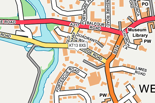 KT13 8XS map - OS OpenMap – Local (Ordnance Survey)