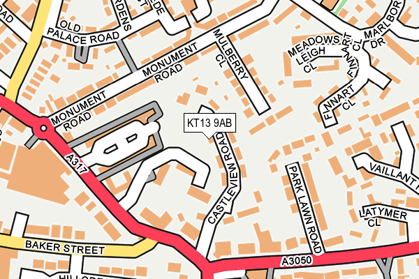 KT13 9AB map - OS OpenMap – Local (Ordnance Survey)