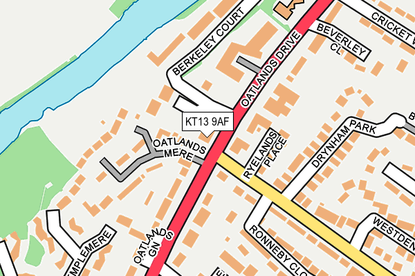 KT13 9AF map - OS OpenMap – Local (Ordnance Survey)