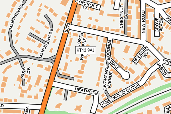 KT13 9AJ map - OS OpenMap – Local (Ordnance Survey)